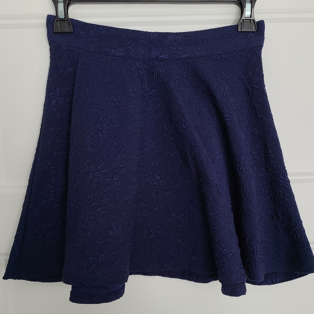 Forever 21 Navy Blue Textured Skater Skirt